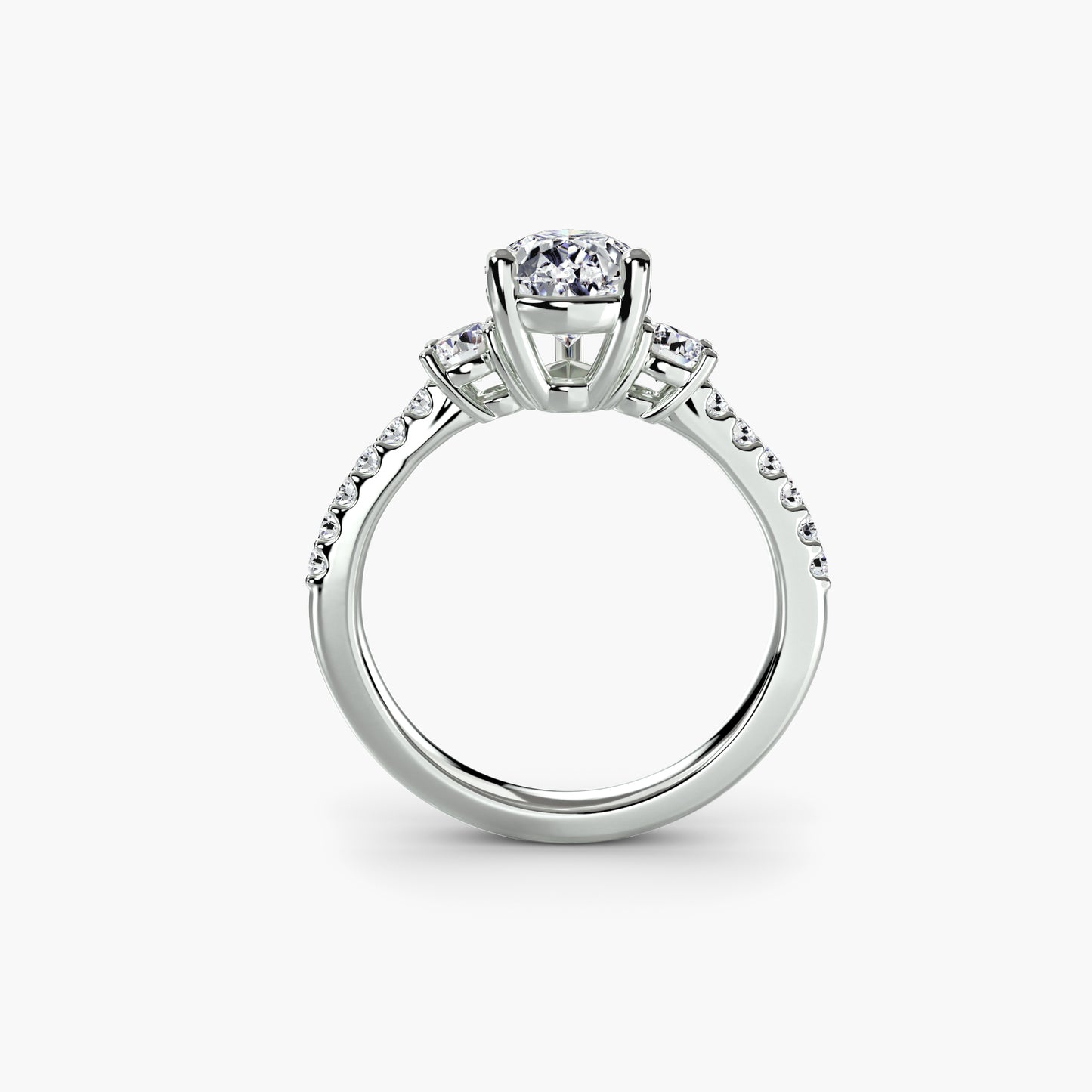 The "Florence" Three-Stone Ring with Pavé Band