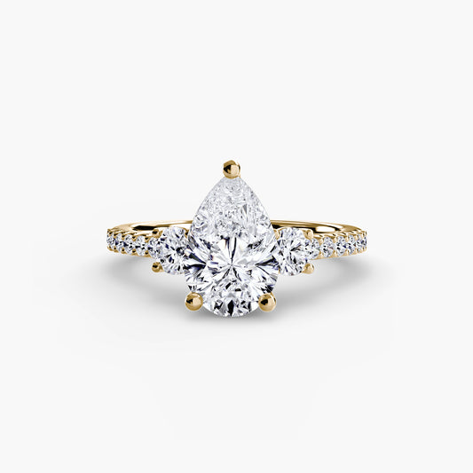 The "Florence" Three-Stone Ring with Pavé Band