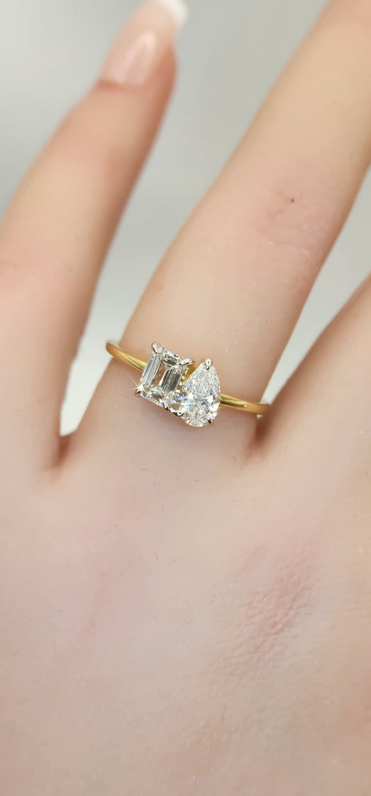 Toi Et Moi Ring, 1 CTTW 14K Yellow Gold Size 7