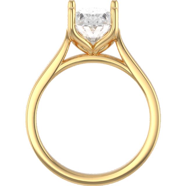 "The Tashina", 3.5 Carat Portuguese Oval, E, VS1 on a 2.5 mm Yellow Gold Cathedral-Style Band with Yellow Gold Petal Prongs