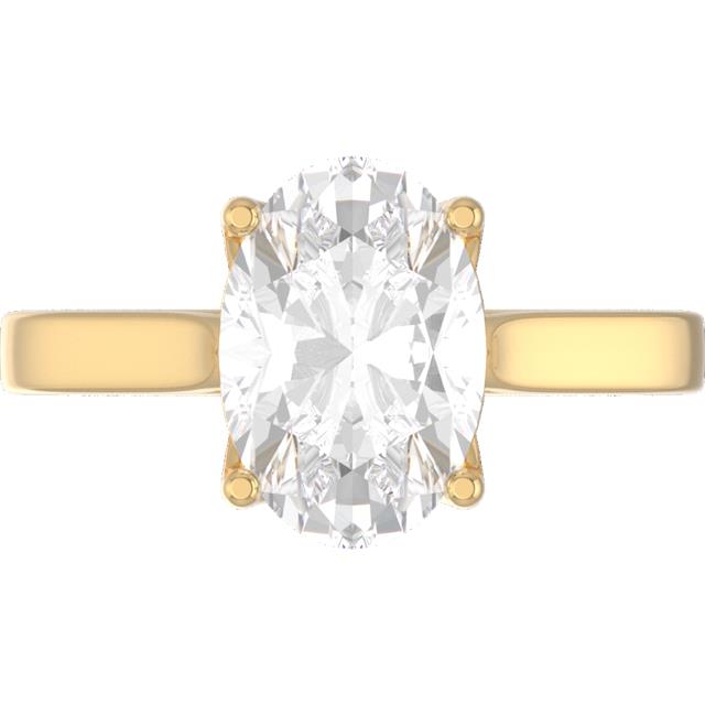 "The Tashina", 3.5 Carat Portuguese Oval, E, VS1 on a 2.5 mm Yellow Gold Cathedral-Style Band with Yellow Gold Petal Prongs