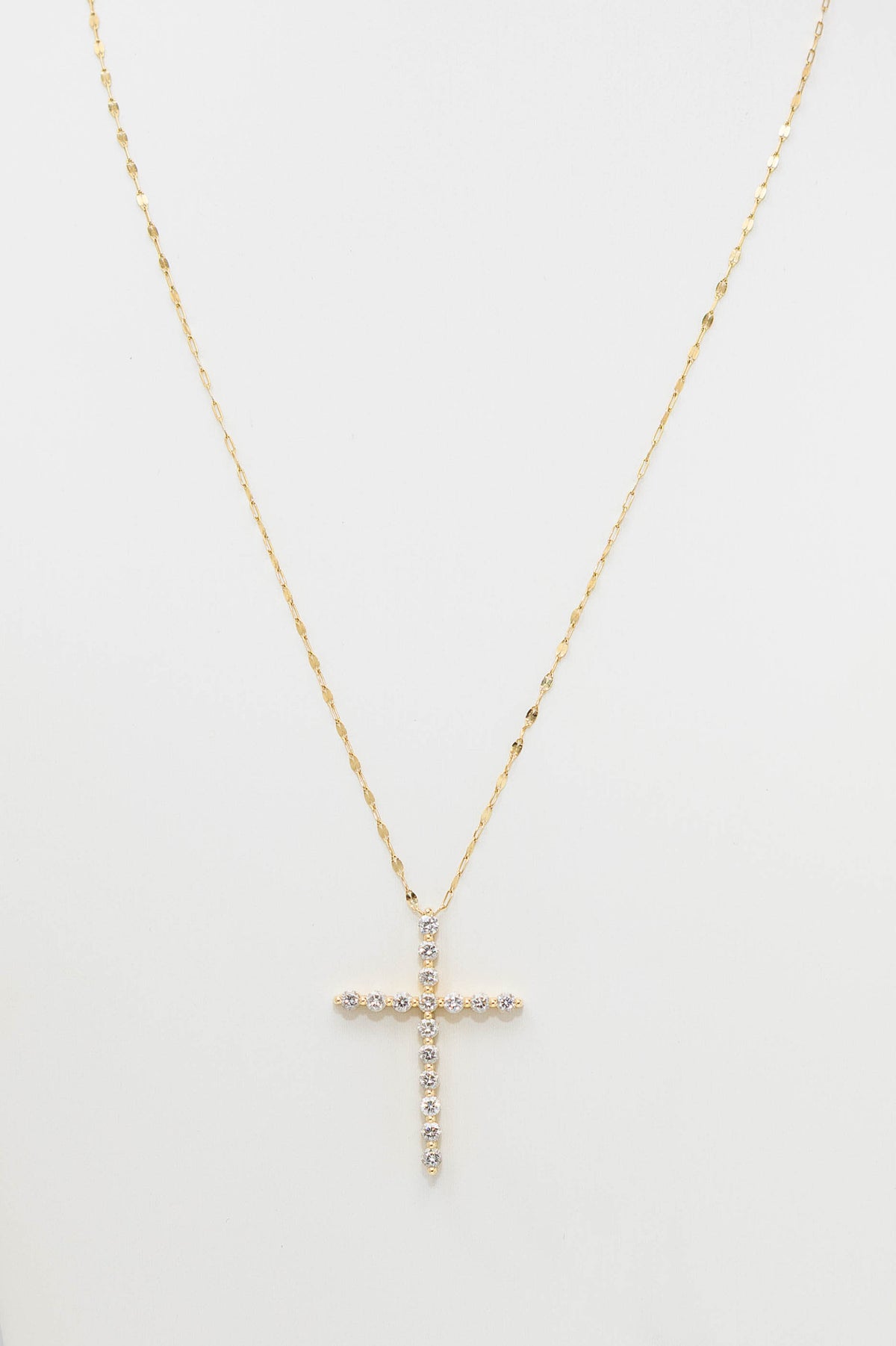 .88 Carat Total Weight Lab Grown Diamond Cross Pendant with 18" Diamond-Cut Cable Chain Necklace