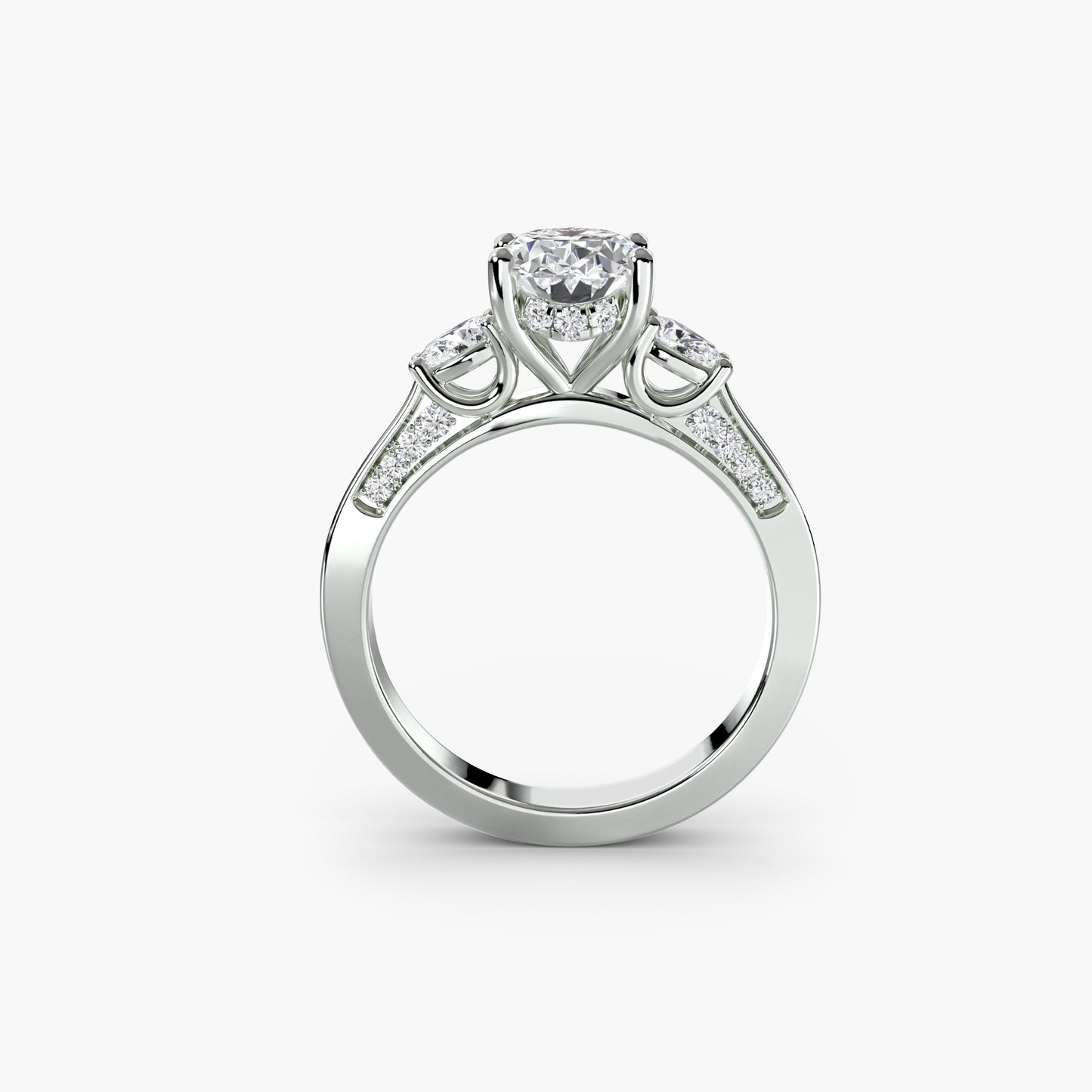 The "Monaco" Three Stone Pavé Shoulder Ring