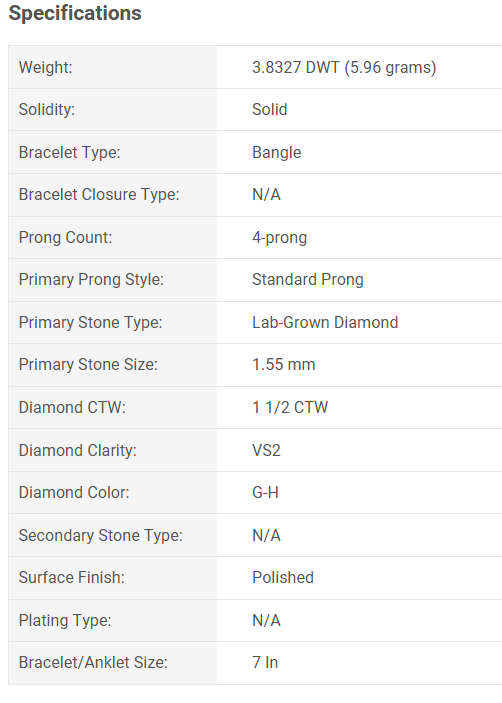 14K White 1 1/2 CTW Lab-Grown Diamond Flexible Bangle 7" Bracelet