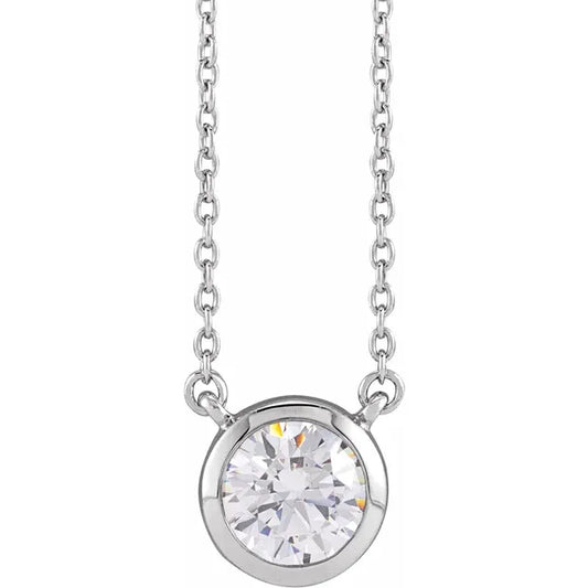 14K White 1 CTW Lab-Grown Diamond Adjustable 16-18" Necklace