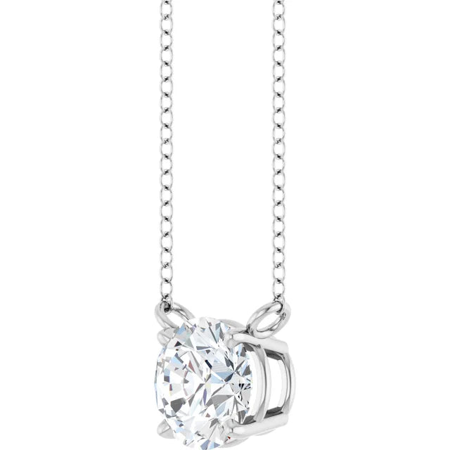 14K White 3/4 CT Lab-Grown Diamond Solitaire 18" Necklace