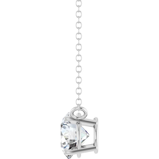 14K White 3/4 CT Lab-Grown Diamond Solitaire 18" Necklace