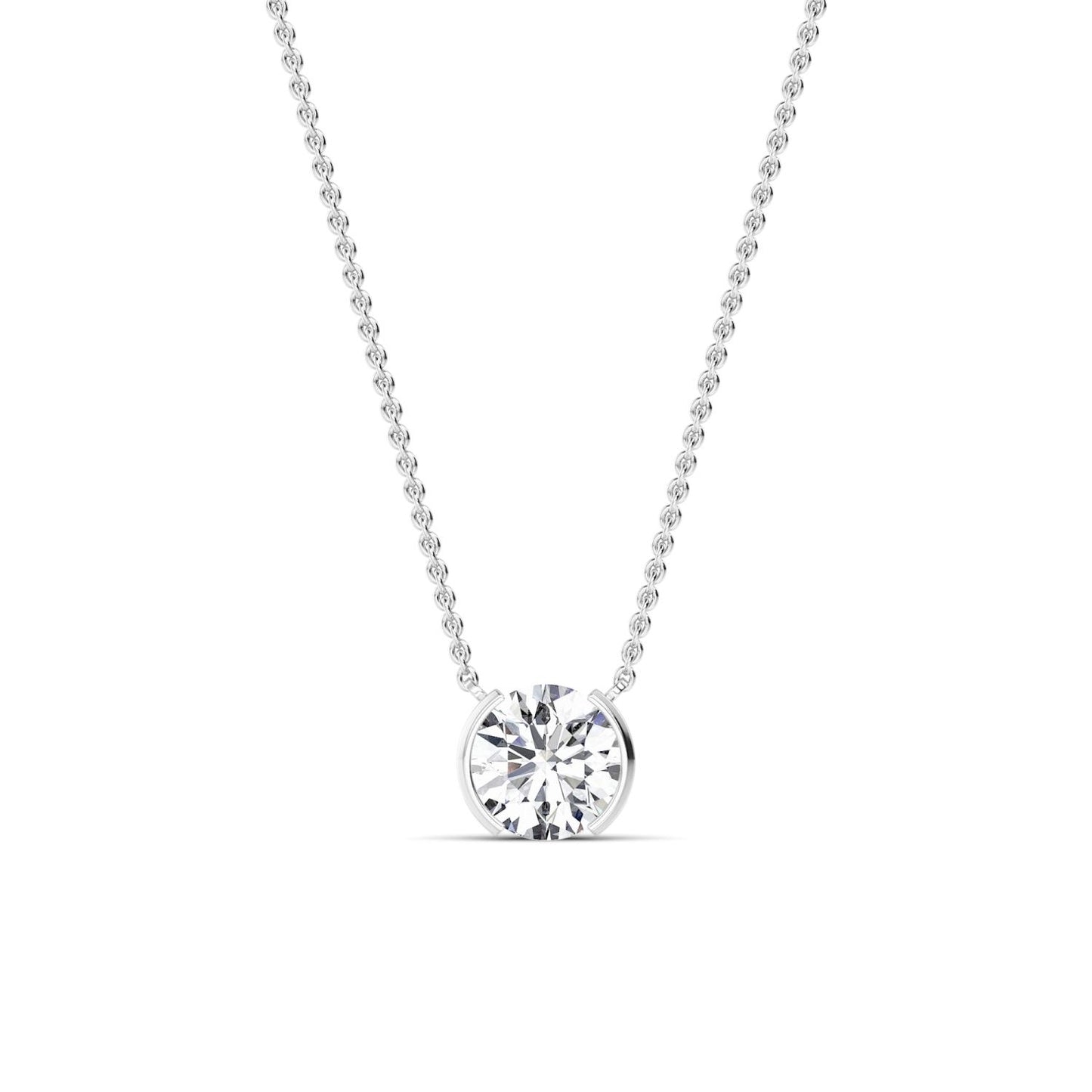 round diamond necklace on a white background