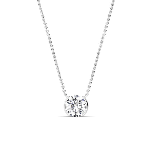 round diamond necklace on a white background