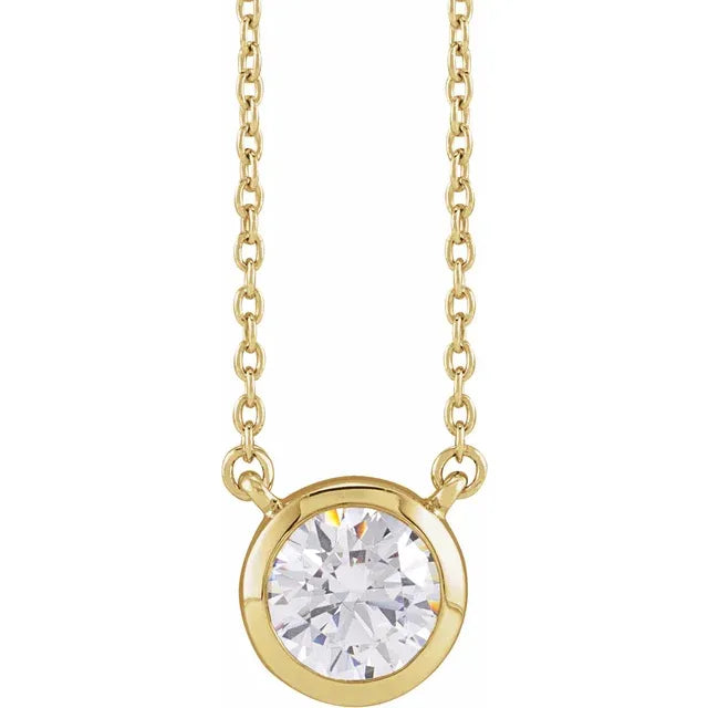 14K Yellow Gold 1 CTW Lab-Grown Diamond Adjustable 16-18" Necklace