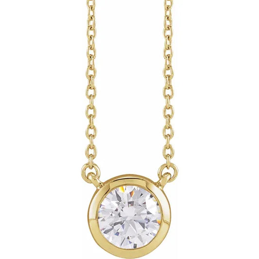 14K Yellow Gold 1 CTW Lab-Grown Diamond Adjustable 16-18" Necklace