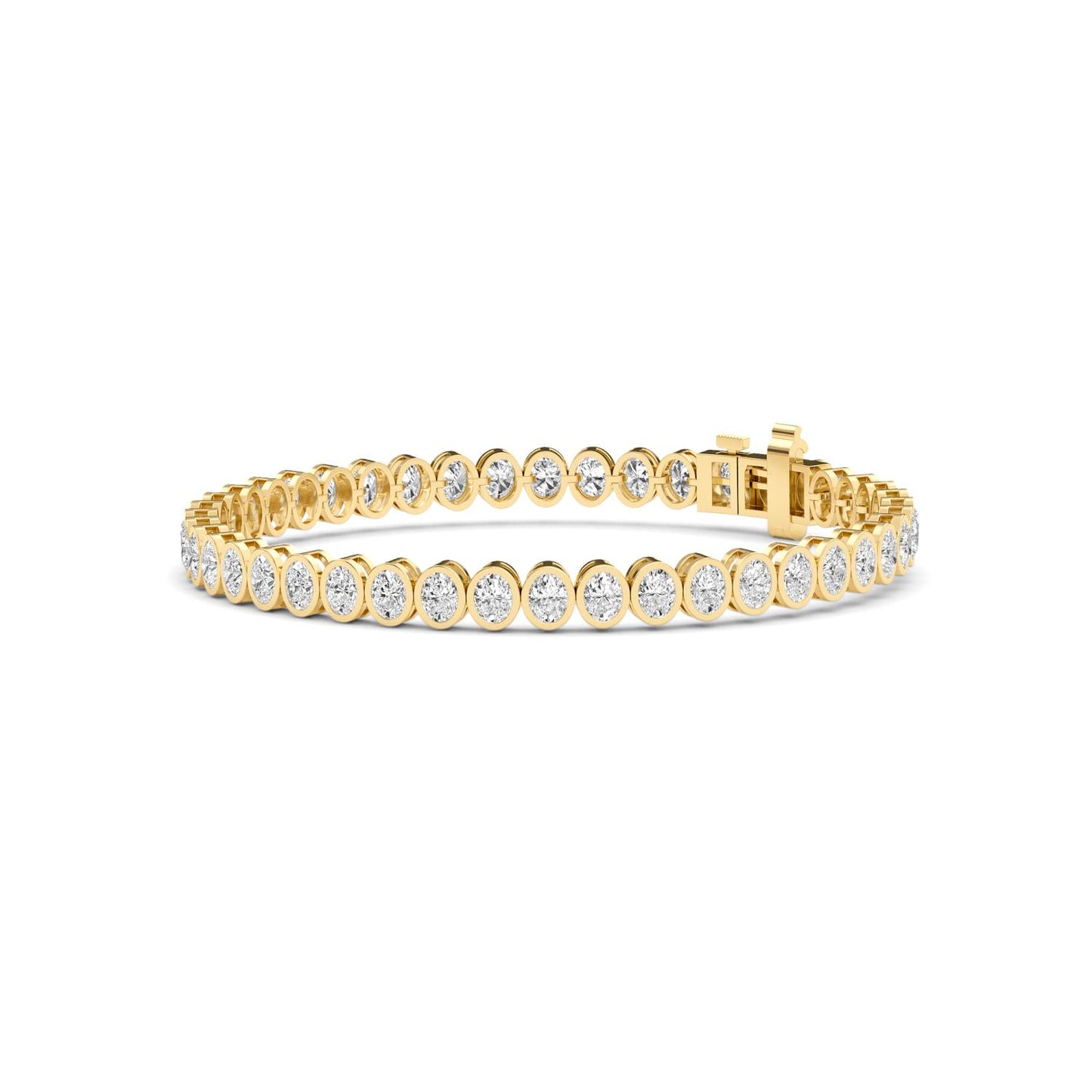 yellow gold and diamond bracelet against a white background