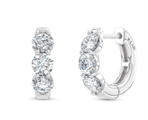 925 Silver 1 Ct.Tw. Lab Grown Huggie Diamond Hoop Earrings