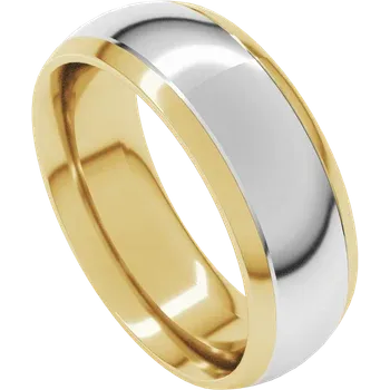 Two-tone gold ring with a white background