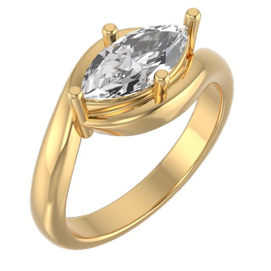 "The Bayleigh" 2 Carat Marquise Lab Grown Diamond set East/West in a 14k Yellow Gold Bypass Setting